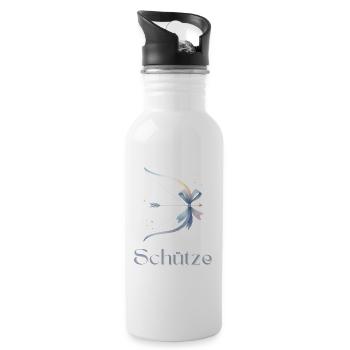 Elegantes Schütze Sternzeichen Aquarell Geschenk - Trinkflasche mit integriertem Trinkhalm - Weiß - Rechts