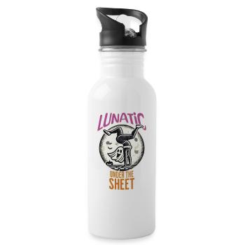 Lustiges Gespenster Design Last Minute Kostüm - Trinkflasche mit integriertem Trinkhalm - Weiß - Rechts