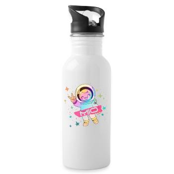 MIO - Beau nom de garçon avec astronaute mignon - Gourde avec paille intégrée - blanc - Droite