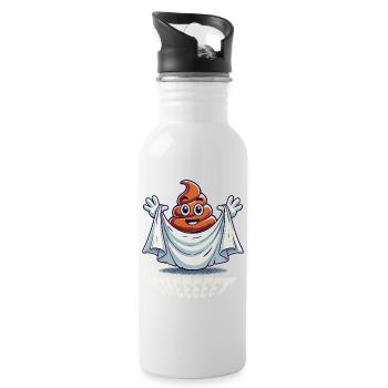 Funny Poop Pile Ghost Humorous Design - Water bottle with straw - white - Right