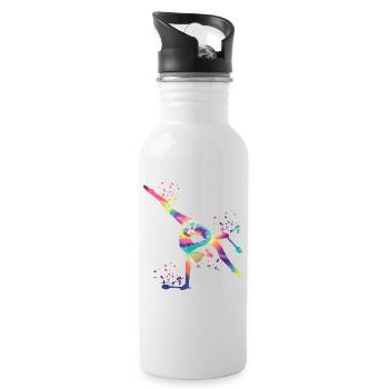 Gymnast With Clubs Rhythmic Gymnastics - Water bottle with straw - white - Right