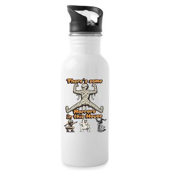 There's Some Horrors Lustiger Halloween Spruch - Trinkflasche mit integriertem Trinkhalm - Weiß - Rechts