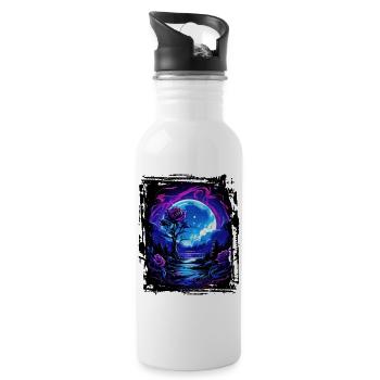 Dreamy moonlight and enchanting rose - Water bottle with straw - white - Right