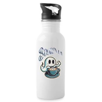 Boorista Funny Coffee Saying Halloween - Water bottle with straw - white - Right