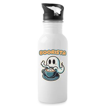 Boorista Café Drôle Disant Halloween - Gourde avec paille intégrée - blanc - Droite