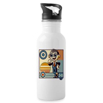 Gentleman de dessin animé rétro dans le style de l’art déco des années 20 - Gourde avec paille intégrée - blanc - Droite