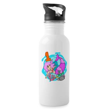 Number 1 Number One - Mermaid Motif - Water bottle with straw - white - Right