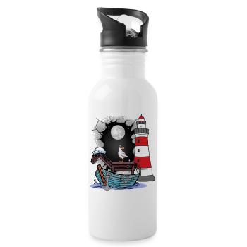 Maritime Seahorse Adventure Sailor Travel Boat - Water bottle with straw - white - Right