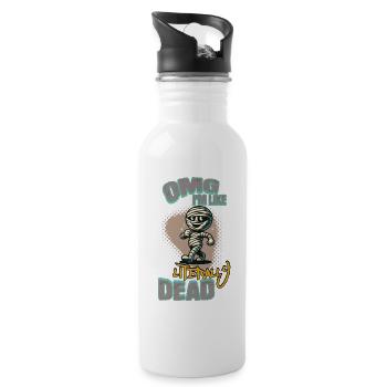 Funny Halloween Saying OMG I'm Dead - Water bottle with straw - white - Right
