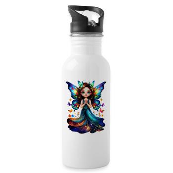Charming butterfly fairy - Water bottle with straw - white - Right