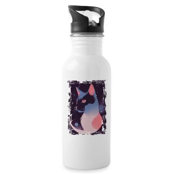 Mystic Cat - Water bottle with straw - white - Right