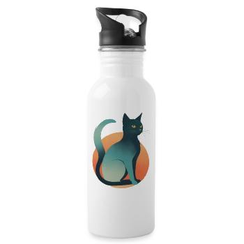 Dark Cat - Water bottle with straw - white - Right