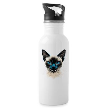Siamkatze Siam Katze Siamese Cat Siamesen Katzen - Trinkflasche mit integriertem Trinkhalm - Weiß - Rechts