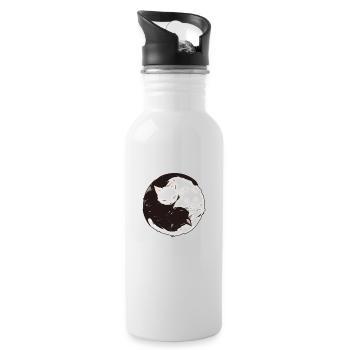 Yin and Yang Buddhism Graphic Cats Cat Holder - Water bottle with straw - white - Right