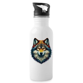 Wolf - Water bottle with straw - white - Right