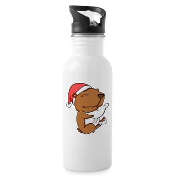 Capybara Capybara Capybaras Noël - Gourde avec paille intégrée - blanc - Droite