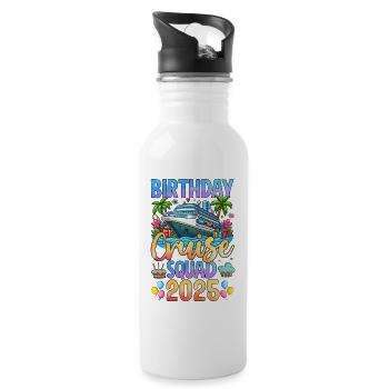 Birthday Cruise Squad 2025 - Trinkflasche mit integriertem Trinkhalm - Weiß - Rechts