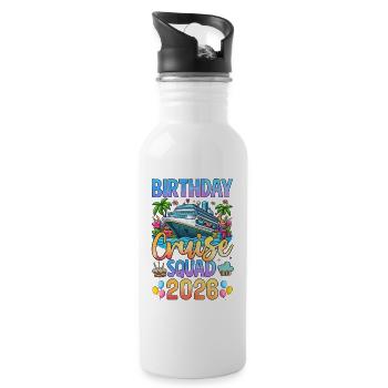 Birthday Cruise Squad 2026 - Trinkflasche mit integriertem Trinkhalm - Weiß - Rechts