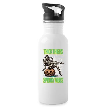 Thick Thighs And Spooky Vibes Halloween Girls - Water bottle with straw - white - Right