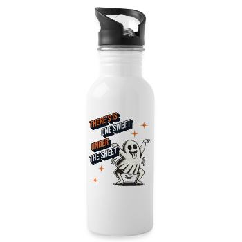 Lustiger Gespenster Spruch Retro Kostüm - Trinkflasche mit integriertem Trinkhalm - Weiß - Rechts