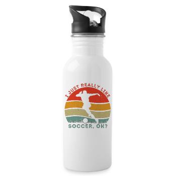 Soccer Enthusiast Retro Design - Water bottle with straw - white - Right