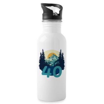 40 years in the mountains. Birthday Gift - Water bottle with straw - white - Right