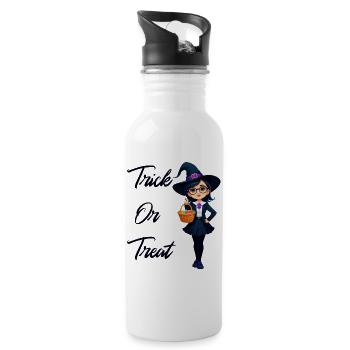 Süßes oder Saures - Trinkflasche mit integriertem Trinkhalm - Weiß - Rechts