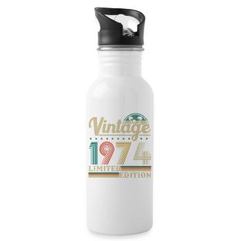 1974 Vintage Anniversaire Rétro Cadeau - Gourde avec paille intégrée - blanc - Droite