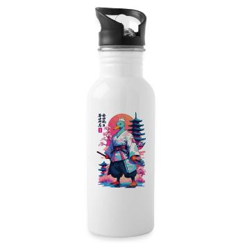 Canard samouraï dans le style esthétique Vaporwave - Gourde avec paille intégrée - blanc - Droite
