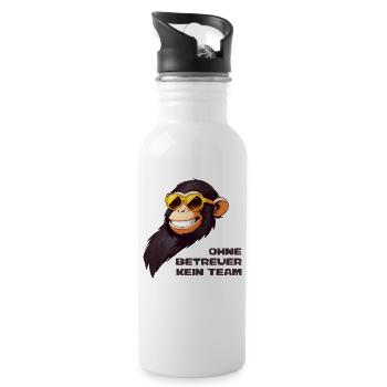 Ohne Betreuer Kein Team - Trinkflasche mit integriertem Trinkhalm - Weiß - Rechts