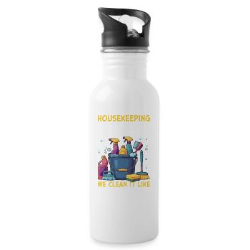 Housekeeping Staff We Clean It Like We Mean It - Water bottle with straw - white - Right