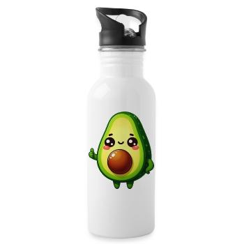 Avocado - Trinkflasche mit integriertem Trinkhalm - Weiß - Rechts