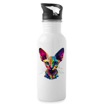 Chat Sphynx Chat Sphynx Chat Canadien Mignon Sphinx - Gourde avec paille intégrée - blanc - Droite