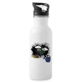 Snail Snails Garden Nature Spring - Water bottle with straw - white - Right