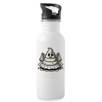 Halloween Poop Pile Ghost Sheet - Water bottle with straw - white - Right