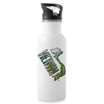 Watercolor Map Vietnam - Water bottle with straw - white - Right