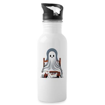 Halloween Sheet In Bed Funny Saying - Water bottle with straw - white - Right