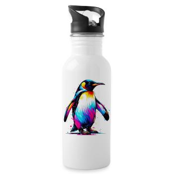 Pinguin - Trinkflasche mit integriertem Trinkhalm - Weiß - Rechts