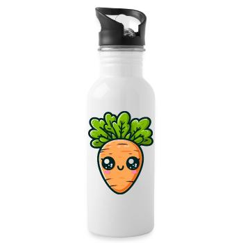 Chibi Carotte feuillue - Gourde avec paille intégrée - blanc - Droite