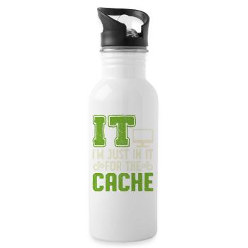 IT I'm Just In It For The Cache - Trinkflasche mit integriertem Trinkhalm - Weiß - Rechts
