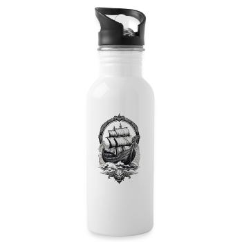 Voyage viking aventureux en haute mer - Gourde avec paille intégrée - blanc - Droite
