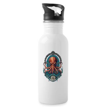 Octopus Sea Monster Hobby Pêcheur Marin - Gourde avec paille intégrée - blanc - Droite