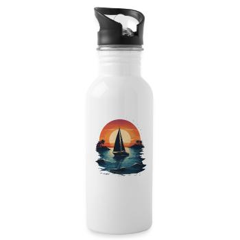 Sunset Sailing Adventure Sea - Water bottle with straw - white - Right