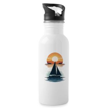Sunset Sailing Adventure Sea - Water bottle with straw - white - Right