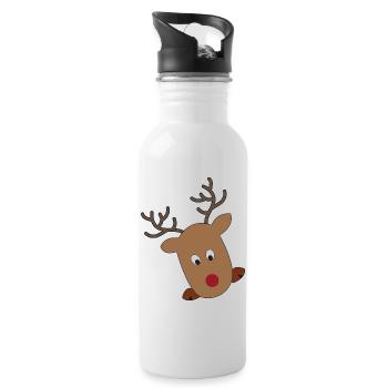 Weihnachten - Trinkflasche mit integriertem Trinkhalm - Weiß - Rechts