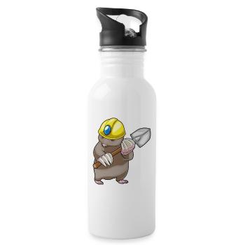 Maulwurf Bergarbeiter Schaufel Bergbau - Trinkflasche mit integriertem Trinkhalm - Weiß - Rechts