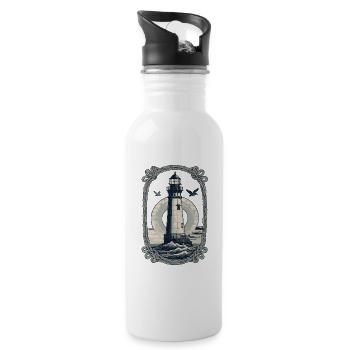 Phare Hobby Pêcheur Marin Style Vintage - Gourde avec paille intégrée - blanc - Droite