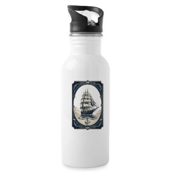 Maritimes Segelschiff Abenteuer Romantik - Trinkflasche mit integriertem Trinkhalm - Weiß - Rechts