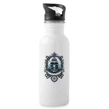Pirate Adventure Sailing Ship Skull - Water bottle with straw - white - Right