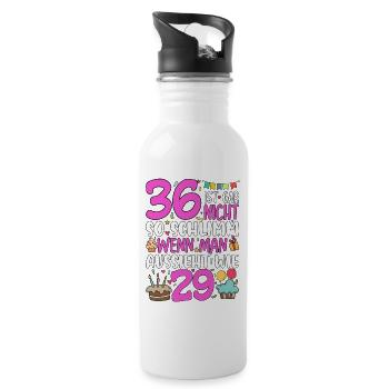 36 Ist Gar Nicht So Schlimm - Trinkflasche mit integriertem Trinkhalm - Weiß - Rechts